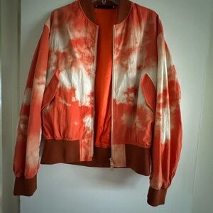 Paul Smith Orange and White Varsity Bomber Jacket Satin Finish